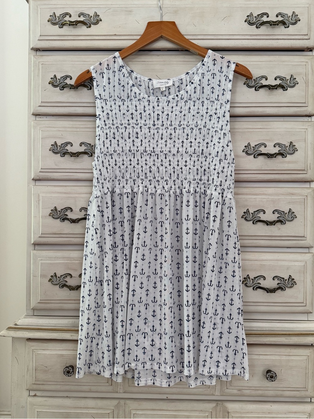 Siren Lily Maternity Anchor Nautical Babydoll Top